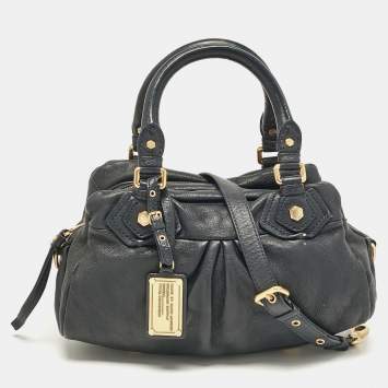 Pre Owned Marc by Marc Jacobs Navy Blue Leather Classic Q Baby Aidan Satchel