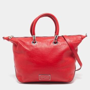Pre Owned Marc by Marc Jacobs Red Leather Too Hot To Handle Zip Satchel