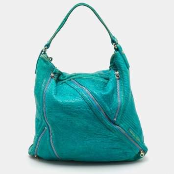 Pre Owned Marc by Marc Jacobs Blue Leather Leola Zipper Detail Hobo
