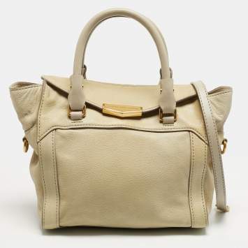 Pre Owned Marc by Marc Jacobs Belmont Cream/Grey Leather Satchel