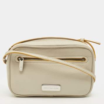 Pre Owned Marc by Marc Jacobs Sally Light Grey/Mustard Leather Crossbody Bag