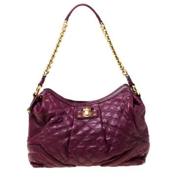Pre Owned Marc Jacob Burgundy Quilted Leather Shoulder Bag