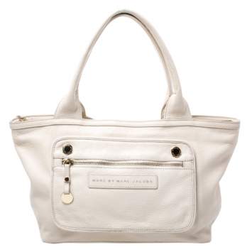 Pre Owned Marc by Marc Jacobs Off White Leather Satchel