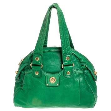 Pre Owned Marc by Marc Jacob Green Leather Front Turnlock Satchel