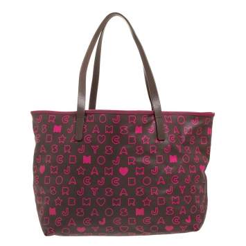 Pre Owned Marc by Marc Jacobs Brown/Pink Pvc and Leather Easy Tote