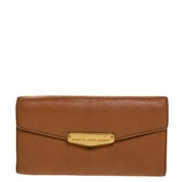 Marc by Marc Jacobs Tan Soft Leather Flap Trifold Continental Wallet