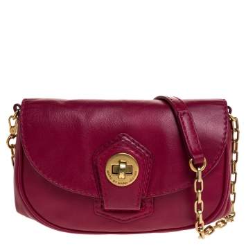 Pre Owned Marc by Marc Jacobs Magenta Leather Crossbody Bag