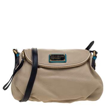 Pre Owned Marc by Marc Jacobs Beige/Blue Leather Classic Q Natasha Crossbody Bag