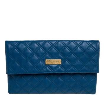 Pre Owned Marc by Marc Jacobs Blue Quilted Leather Large Eugenie Clutch