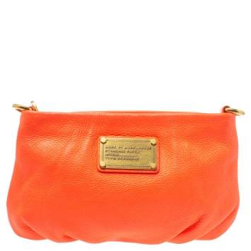 Pre Owned Marc by Marc Jacobs Neon Orange Leather Crossbody Bag