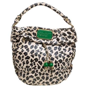 Pre Owned Marc by Marc Jacobs Beige/Black Leopard Print Leather New Q Lil Riz Hobo