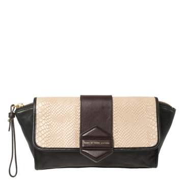 Pre Owned Marc By Marc Jacobs Tri Color Leather Flipping Out Clutch