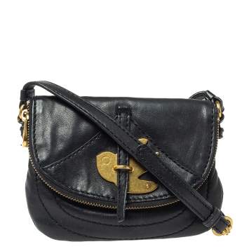Pre Owned Marc by Marc Jacobs Black Leather Petal to the Metal Crossbody Bag