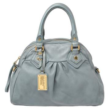 Pre Owned Marc by Marc Jacobs Grey Leather Classic Q Baby Groovee Satchel