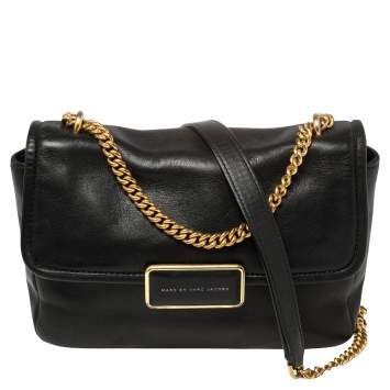 Pre Owned Marc by Marc Jacobs Black Leather Rebel 24 Shoulder Bag