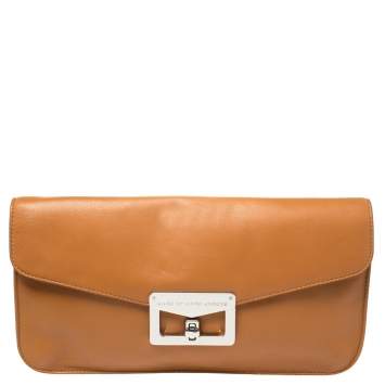 Pre Owned Marc by Marc Jacobs Tan Leather Bianca Envelope Clutch