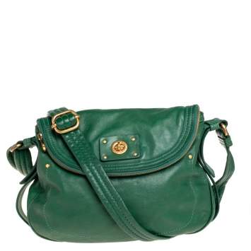 Pre Owned Marc by Marc Jacobs Green Leather Turnlock Natasha Shoulder Bag