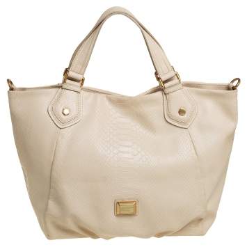 Pre Owned Marc by Marc Jacobs Beige Python Embossed Leather Shopper Tote