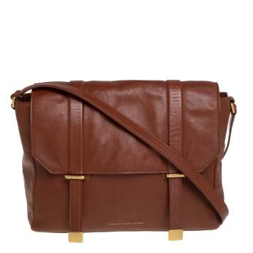 Pre Owned Marc by Marc Jacobs Brown Leather Flap Messenger Bag