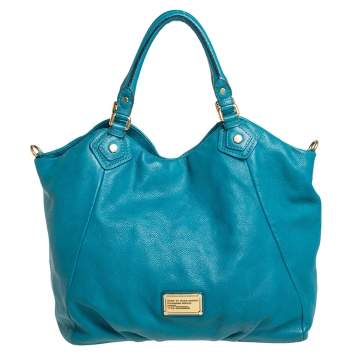 Pre Owned Marc by Marc Jacobs Aqua Blue Leather Classic Q Francesca Shoulder Bag