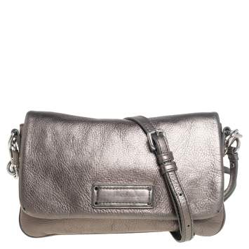 Pre Owned Marc by Marc Jacobs Metallic Leather Percy Flap Crossbody Bag