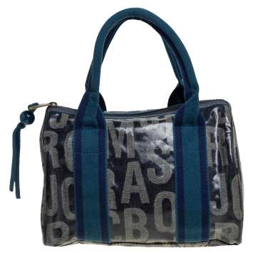 Pre Owned Marc By Marc Jacobs Blue Coated Canvas Alphabet Bowler Bag