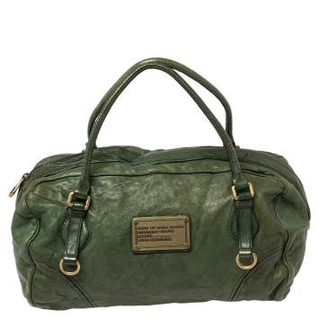 Pre Owned Marc by Marc Jacobs Green Leather Boston Duffel Bag