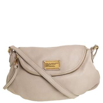 Pre Owned Marc by Marc Jacobs Beige Leather Classic Q Natasha Crossbody Bag