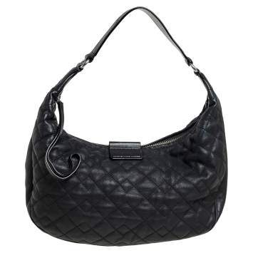 Pre Owned Marc by Marc Jacobs Black Quilted Leather Moto Hobo