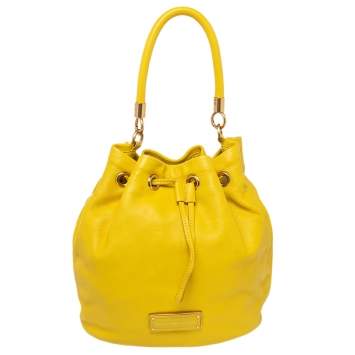 Pre Owned Marc by Marc Jacobs Yellow Leather Too Hot To Handle Drawstring Hobo