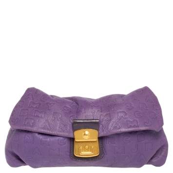Pre Owned Marc by Marc Jacobs Purple Dreamy Logo Leather Linda Clutch