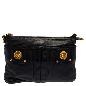Pre Owned Marc by Marc Jacobs Black Leather Totally Turnlock Percy Crossbody Bag