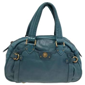 Pre Owned Marc by Marc Jacobs Teal Leather Totally Turnlock Benny Satchel
