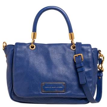 Pre Owned Marc by Marc Jacobs Blue Leather Too Hot To Handle Top Handle Bag