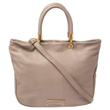 Pre Owned Marc by Marc Jacobs Dark Beige Leather Too Hot to Handle Tote