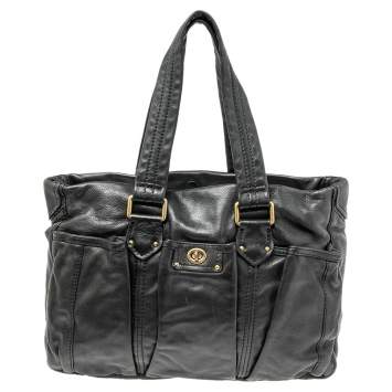 Pre Owned Marc By Marc Jacobs Black Leather Totally Turnlock Diaper Bag