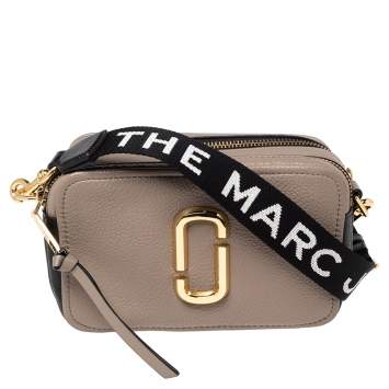 Pre Owned Marc Jacobs Beige-Black Leather Snapshot Crossbody Bag