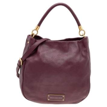Pre Owned Marc by Marc Jacobs Burgundy Leather Classic Q Lil Ukita Top Handle Bag