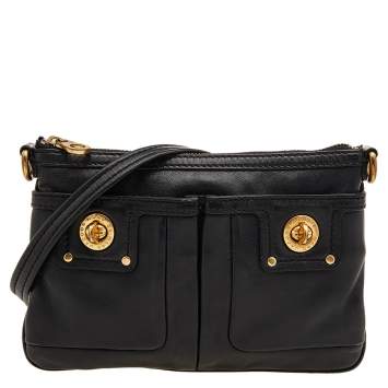 Pre Owned Marc by Marc Jacobs Black Leather Totally Turnlock Percy Crossbody Bag