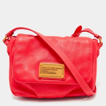Pre Owned Marc by Marc Jacobs Neon Red Leather Classic Q Karlie Crossbody Bag