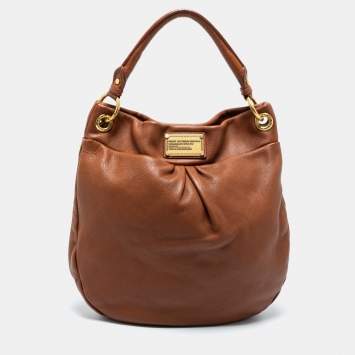 Pre Owned Marc by Marc Jacobs Smoked Almond Leather Classic Q Hillier Hobo
