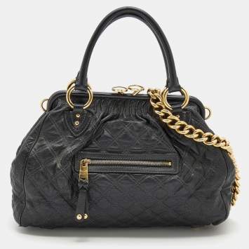 مملوكة مسبقًا Marc Jacobs Black Quilted Leather Stam Satchel