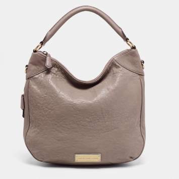 Pre Owned Marc by Marc Jacobs Beige Textured Leather Classic Q Hillier Hobo