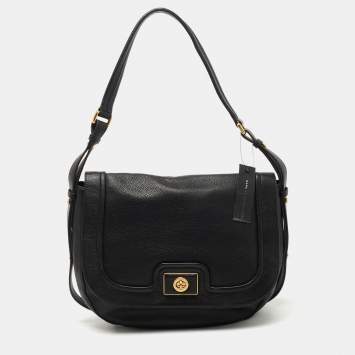 Pre Owned Marc by Marc Jacobs Black Leather Flap Hobo