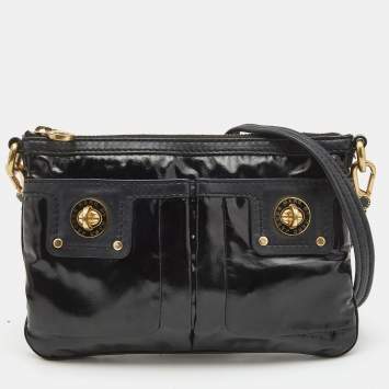 Pre Owned Marc by Marc Jacobs Black Coated Fabric Totally Turnlock Percy Crossbody Bag