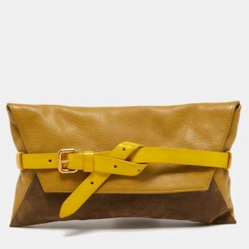 Pre Owned Marc by Marc Jacobs Tri Color Leather and Suede Belt Clutch