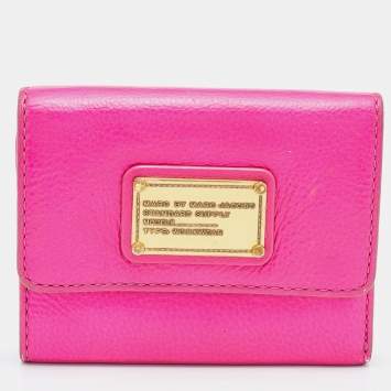 Pre Owned Marc by Marc Jacobs Fuchsia Leather Trifold Wallet