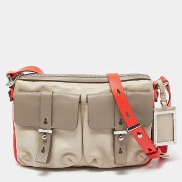 Pre Owned Marc by Marc Jacobs Grey/Red Leather Werdie Camera Crossbody Bag