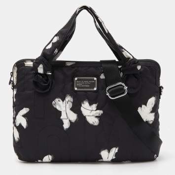 Pre Owned Marc By Marc Jacobs Black Printed Nylon Pretty 15 Laptop Bag