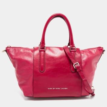 Pre Owned Marc by Marc Jacobs Red Leather Zip Shopper Tote